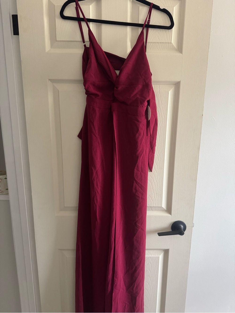 Luxxel Burgundy Spaghetti-Strap Maxi Dress